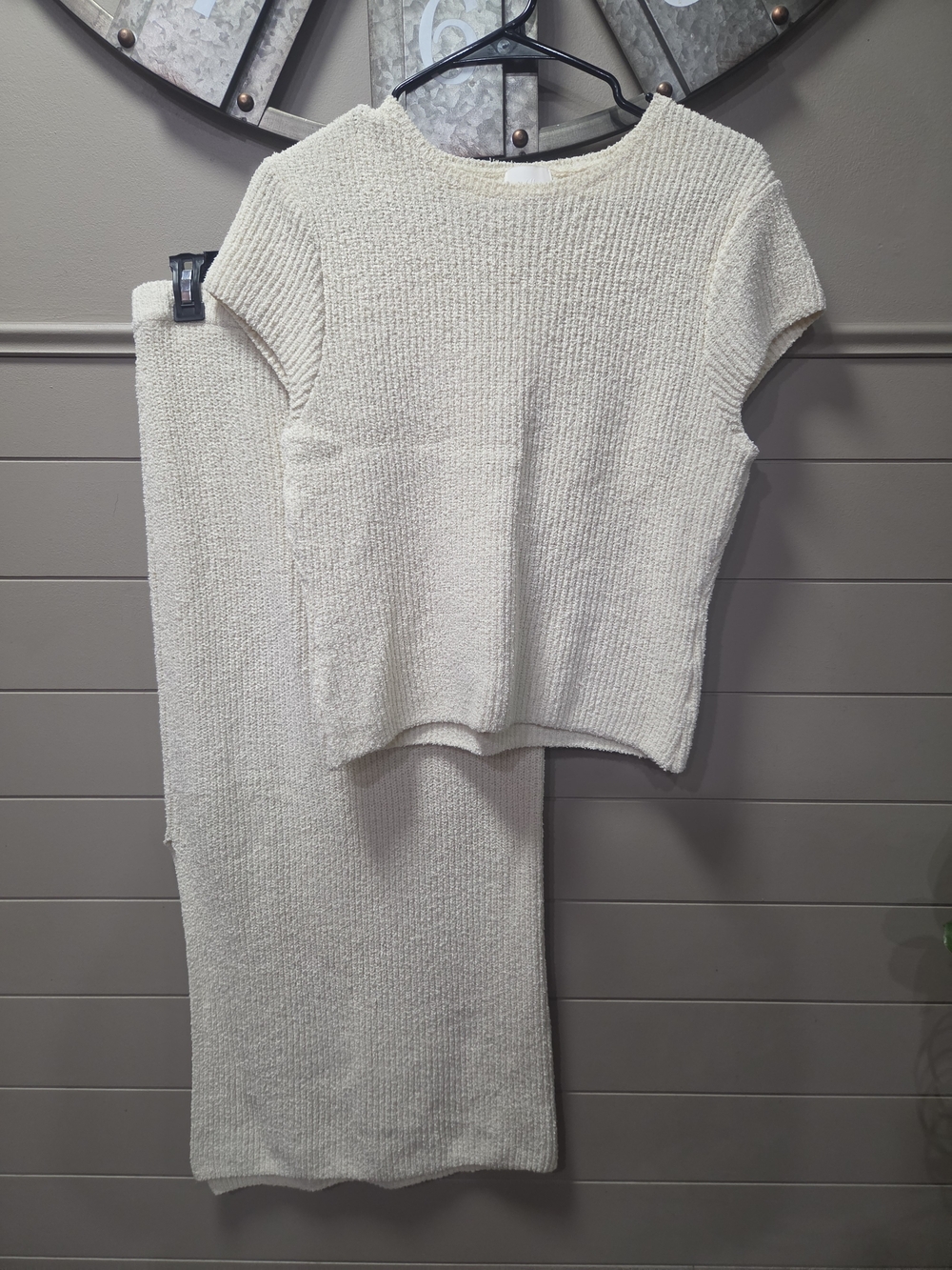 H&M Light Cream Knit Maxi Skirt - Women's Matching Cozy Ribbed Style